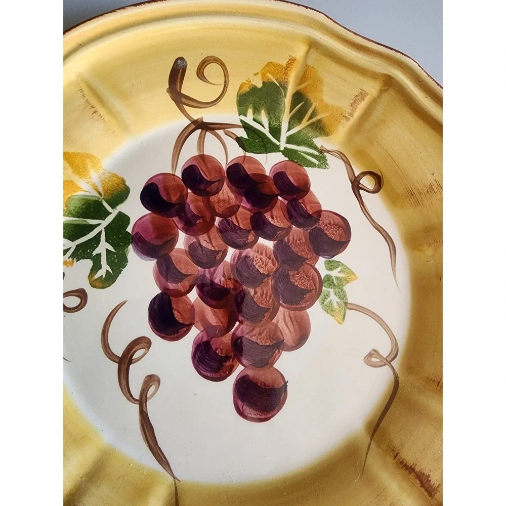 Tabletops Unlimited Italian Grapes Rimmed Plate Hand Painted Discontinued